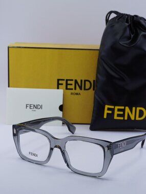 Fendi FE50094I 020 Square Eyeglasses - Transparent Grey 52mm
